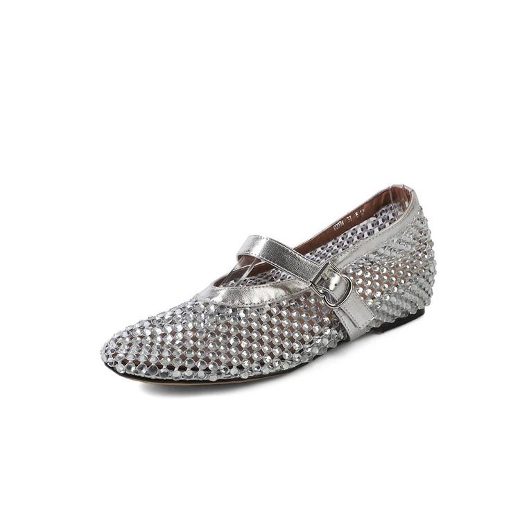 Fashion New Summer Sandals Handmade Women Pumps Shoes for Women Fashion Hollow Out Round Toe Internal Elevation Mary Jane Shoes Ladies