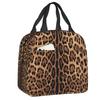 Benutzerdefinierte Leopardenmuster Tragbare Lunchboxen Damen Auslaufsicher Tierfellmuster Kühlbox Thermische Lebensmittelisolierte Lunchtasche Schüler