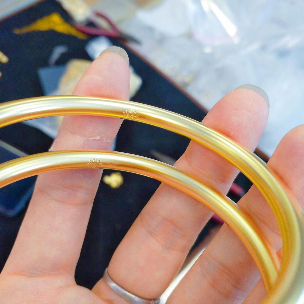 Lotus Heritage Gold-Plated Brass Bangle: 5mm Women's Solid Band Ring