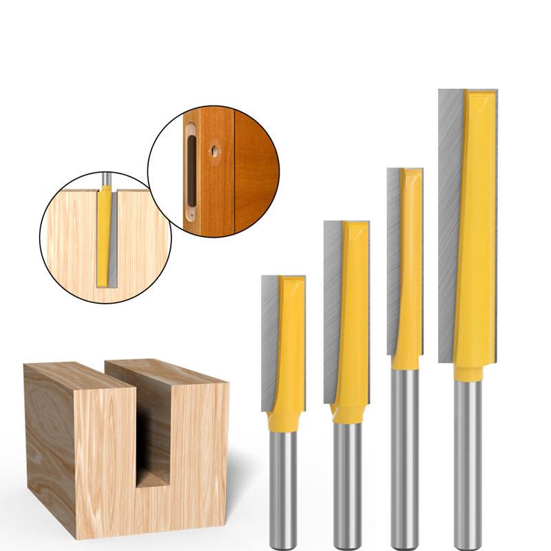 1/4PC 8mm Shank Uzatma Uzun Düz Düzeltme Bıçağı CNC Router Bit Alt Temizleme Freze Kesiciler Ahşap Kenar Kesme