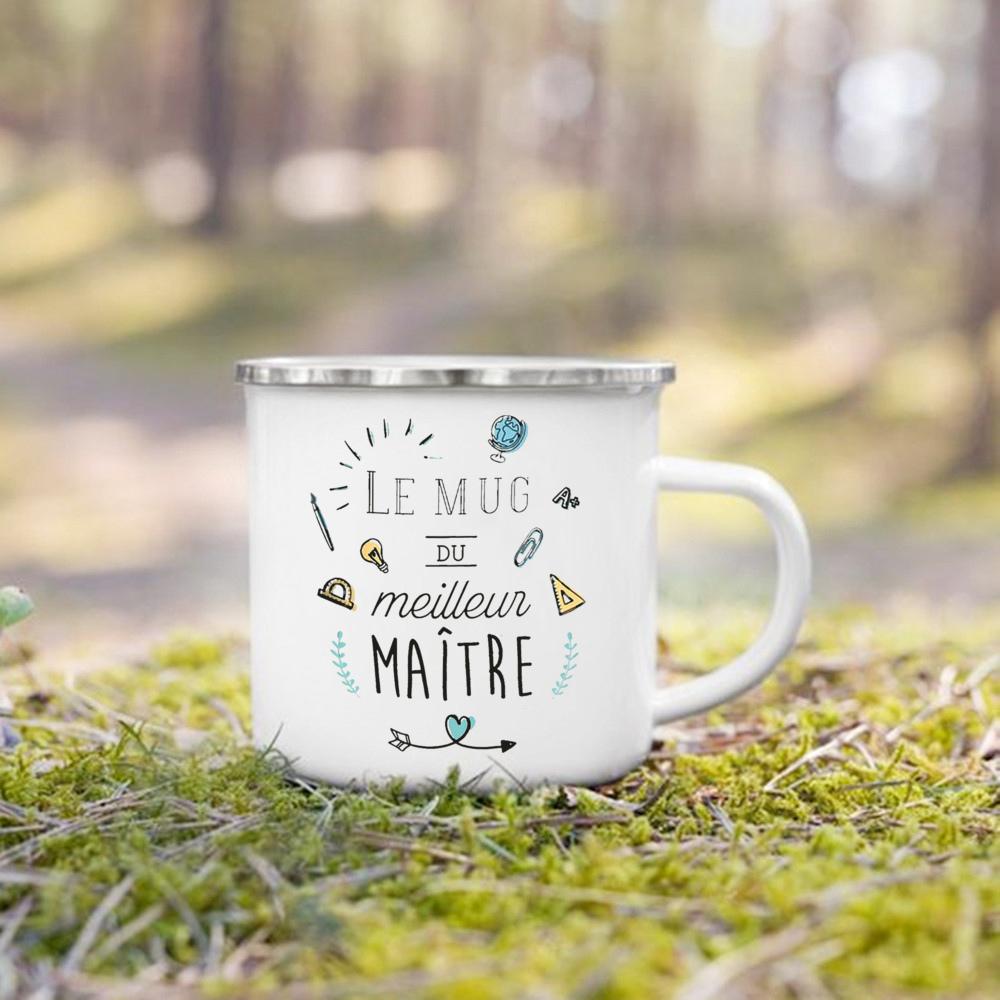 French Print Mugs Creative Coffee Cups Drinks Water Enamel Cup School Handle Drinkware Gifts for Maitresse/Maitre/Atsem/Aesh/Avs