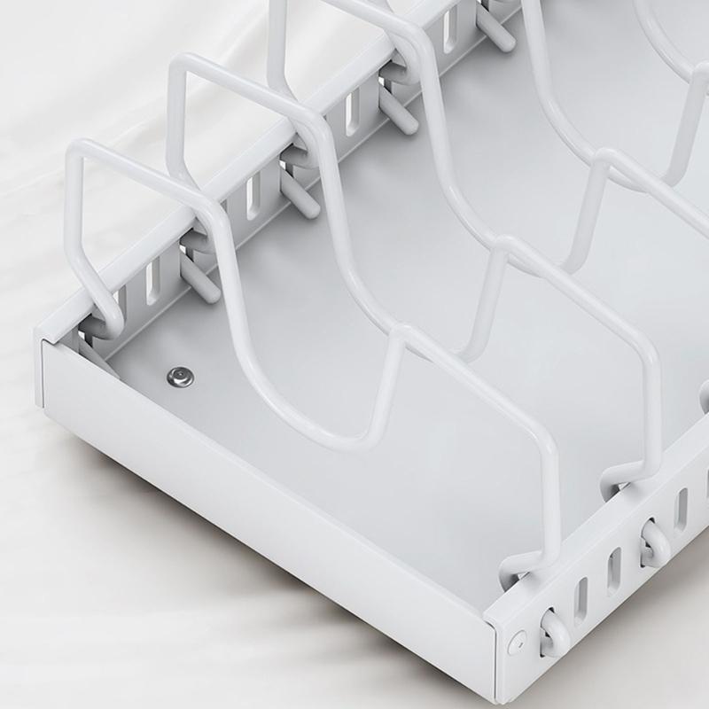 Adjustable Kitchen Cabinet Storage Rack With Slide Out Shelves For Cookware Dishes Spices Metal Construction Tray