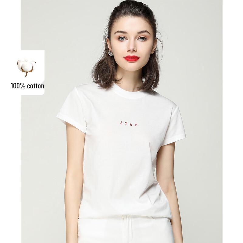Bailuyu Women's Cotton Letter Print Short Sleeve T-Shirt