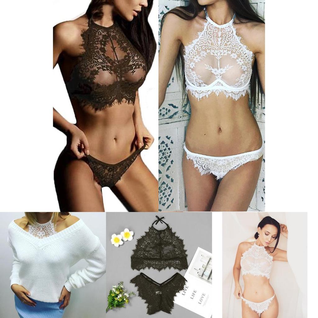 Fashion Sexy Womens Lingerie Lace Flowers Push Up Top Bra Pants Underwear Set