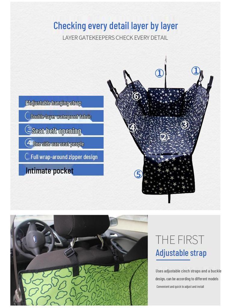 Dog Double-Layer Dirt-Resistant Car Seat Pad for Pets - Back Seat Cushion with Open Hole Design