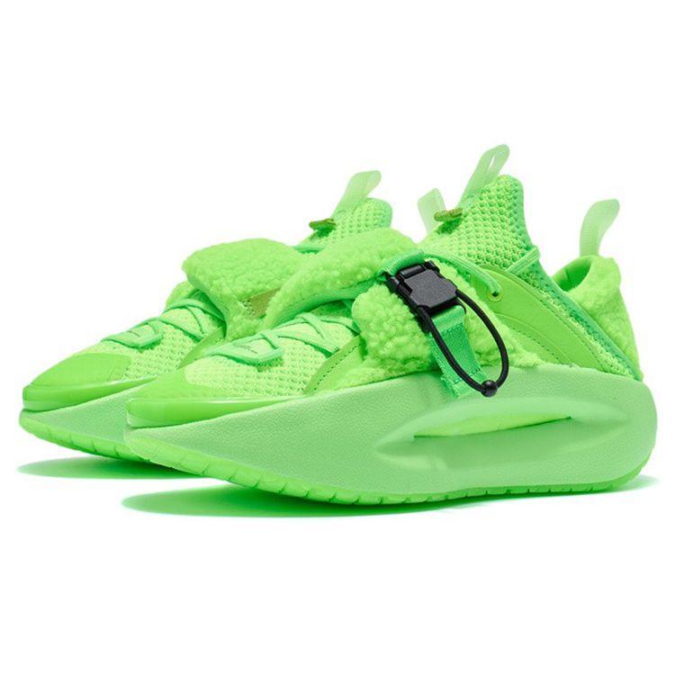 Li Ning Lazy Style Outdoor Sports Non-Slip Wear-Resistant Lightweight Low-Top Running Shoes Women Sneaker Fluorescent-Green AGBR070-4