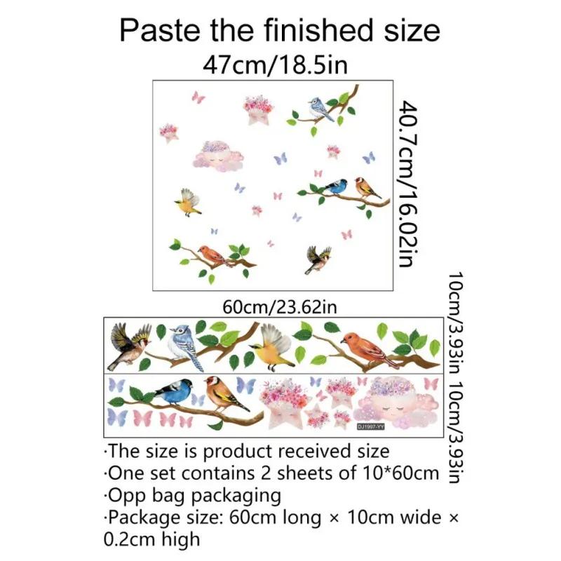 

ПВХ статический декор окна декоративные цветы птицы наклейка виниловое искусство весенние цветы стеклянная наклейка на стену для украшения ванной комнаты дома as show
