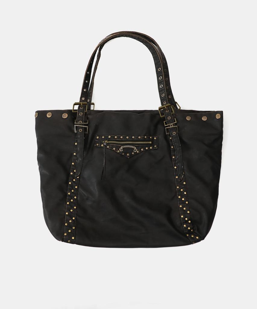 Badblood Studded Leather Shopper Bag - Washed Black