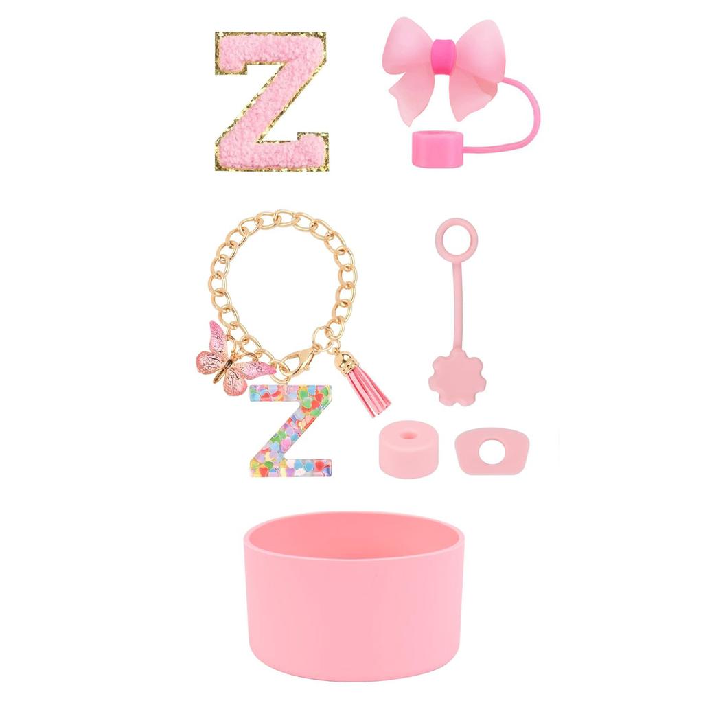 7pcs Cup Accessories Set for Stanley 30oz 40oz Tumbler Straw Cover Cap Boot Spill Proof Stopper Letter Keychain Charm Sticker