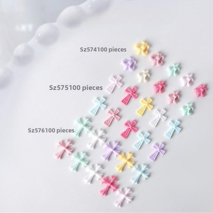 100Pcs/set Nail Art Accessories Resin Punk Dopamine Color Cross Shape Nail Art Jewelry DIY Nail Decor