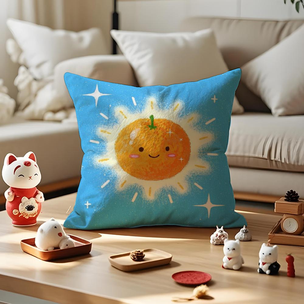 Anime Lucky Fruit Fun Pillow Case Silky Short Plush with Invisible Zipper Dustproof Sofa Cushion Cover for Home Decor