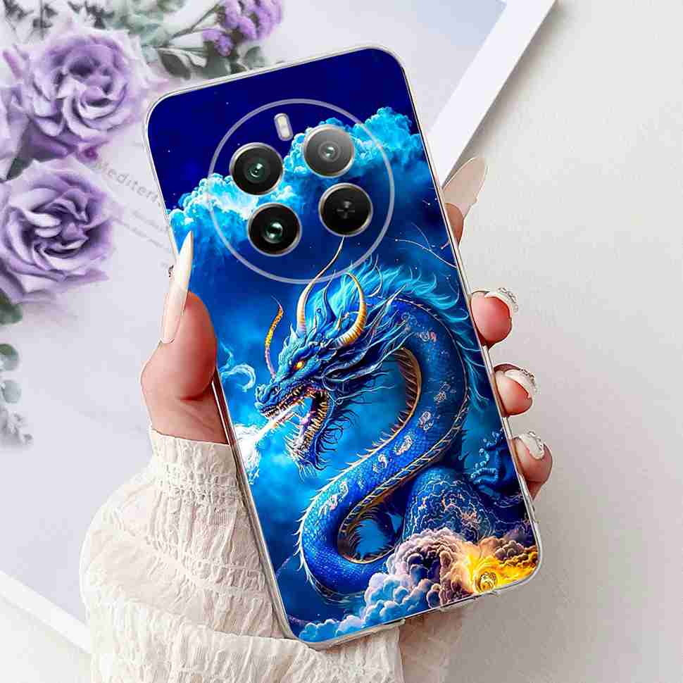For Realme 12 Pro RMX3842 6.7" Summer Lotus Cute Cat Soft Silicone TPU Cover For Realme 12Pro+ 12Pro Plus RMX3840 Bumper Shell