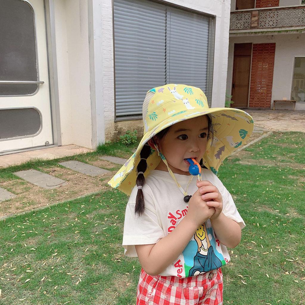 Dziecięcy kapelusz przeciwsłoneczny na lato: Ochrona UV, Uroczy design z szerokim rondem dla dziewczynek i chłopców