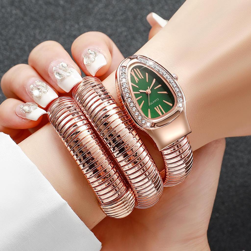 Fashion Women Snake Shape Quartz Watches Luxury Rhinestone Roma Dial Wristwatch Girls Clock Reloj Mujer