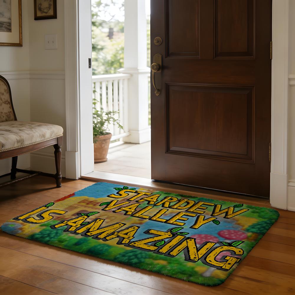 Floor Mat Soft Flannel Rug Non Slip Absorbent Mat for Bathroom Bedroom Home Decor Hot Anime S Stardew V Valley