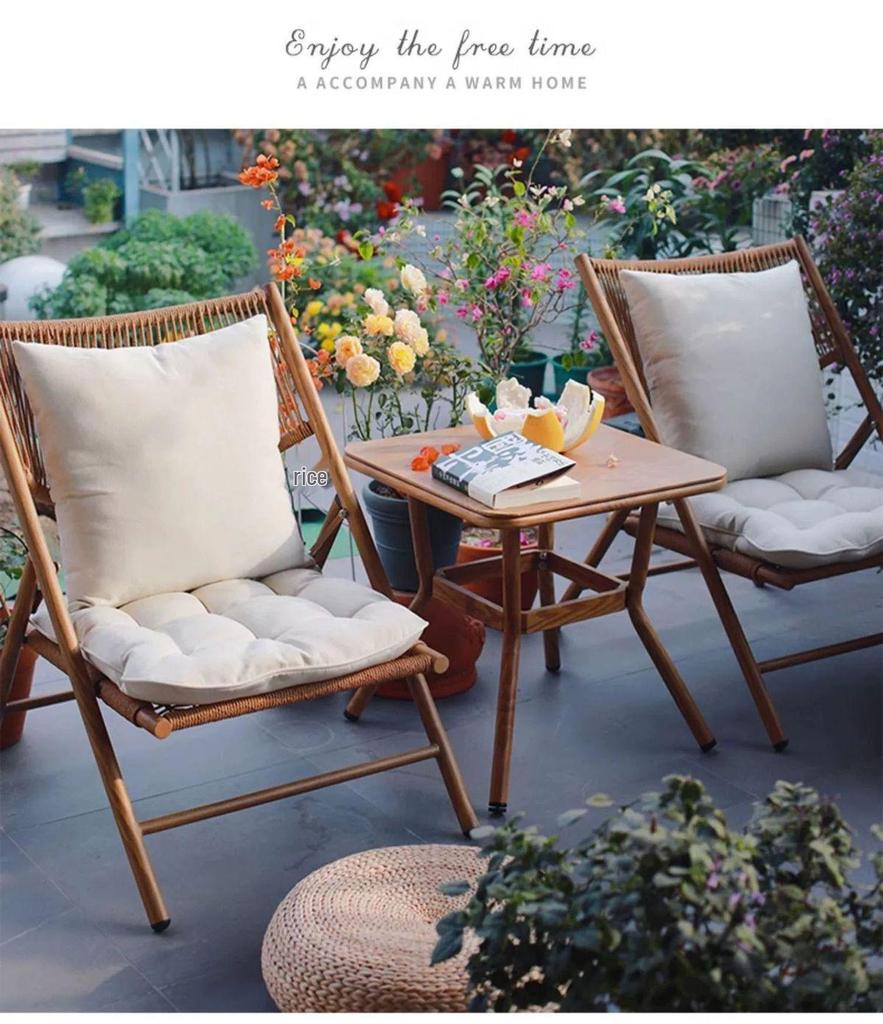 A1R Meiqi Outdoor Patio Rattan Balcony Furniture: Folding Table, Lounge, Sofa Chairs for Garden, Porch, or Courtyard.