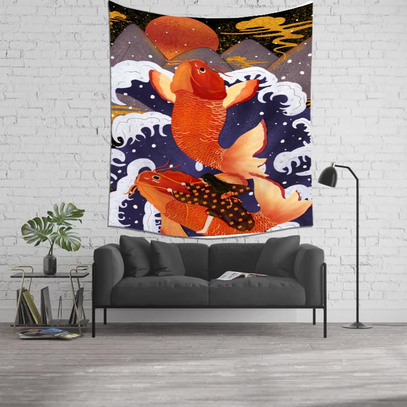 Japanische Kanagawa Ukiyoe Serie Tapisserie Tattoo Shop Wanddekoration Malerei Hängendes Tuch Altes traditionelles Hintergrundtuch