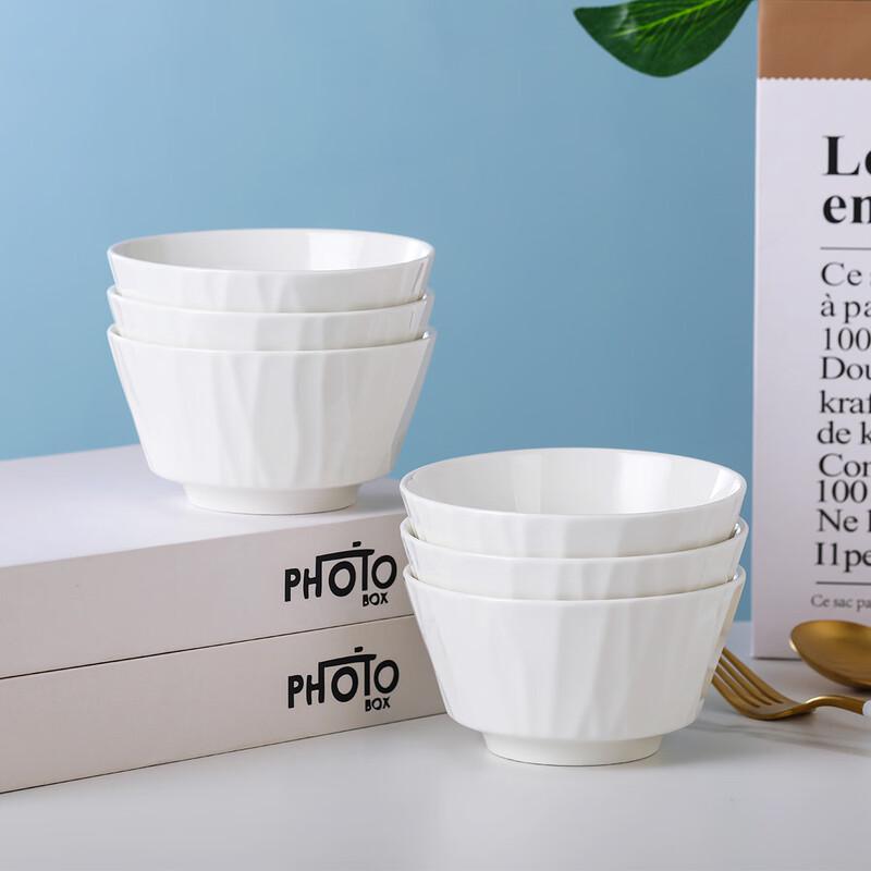 Haoya Jingdezhen Elegant White Ceramic 5-Inch Rice Bowl Set