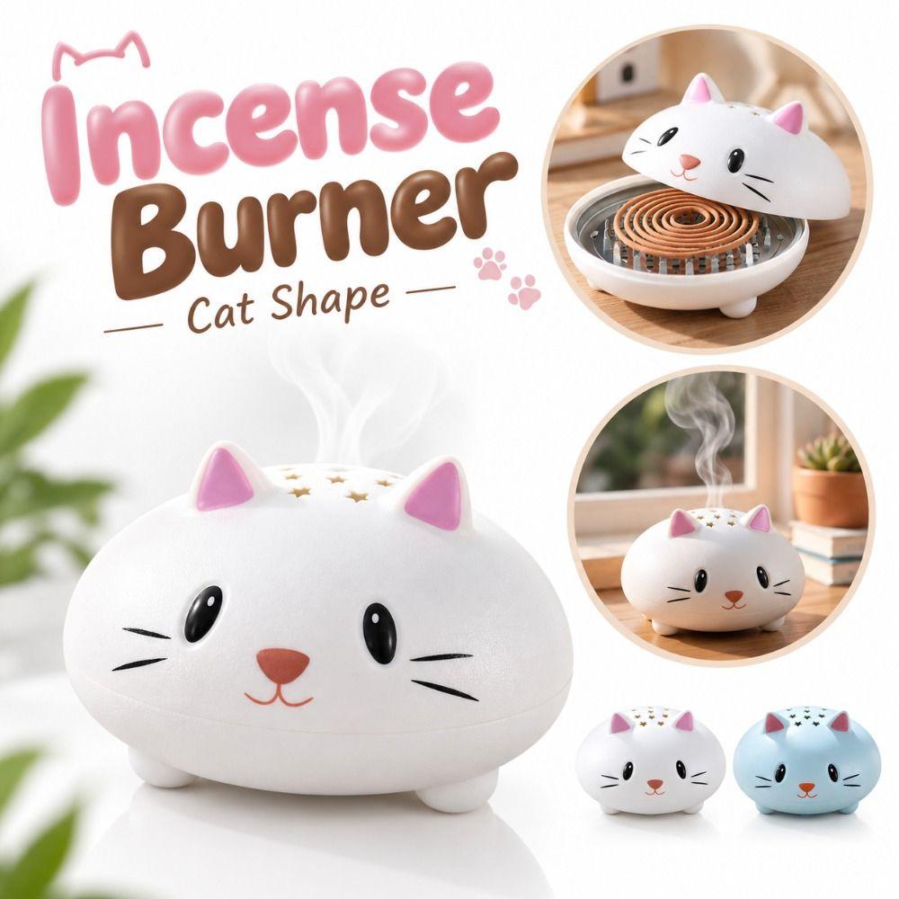 Creative Mosquito Coil Tray Cartoon Incense Burner Cute Cat Mosquito Coil Holder for Home Patio