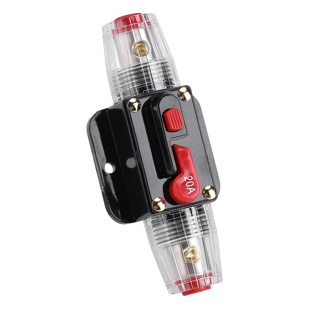 DC12V-24V Car Circuit Breaker Reset Inline Fuse Inverter Audio/Video System Protection (20A)