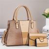 3-teiliges Elegantes PU Handtaschen-Set, Krokodilmuster Große Kapazität Umhängetasche mit Münzfach und Kartenhalter, Geprägte Tragetasche