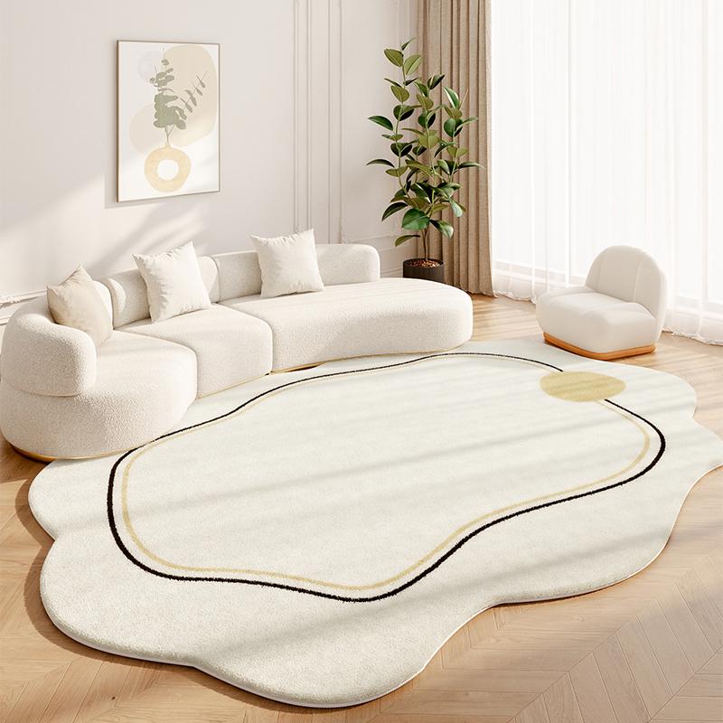 Cream Style Rugs for Bedroom Fluffy Soft Study Floor Mat Irregular Shapes Living Room Decoration Carpet Thicked Plush Lounge Rug