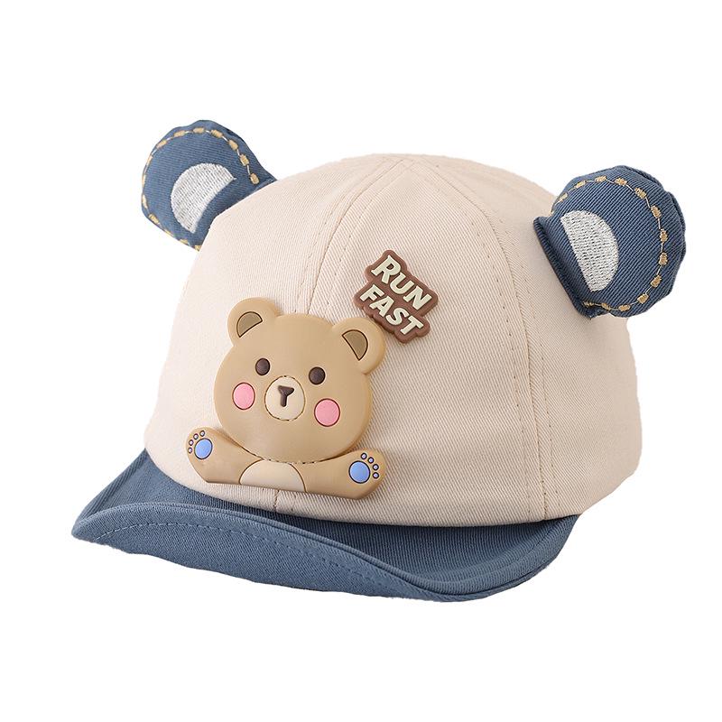 Infant Cartoon Bear Soft Brim Baseball Cap – Spring/Autumn Sun Protection for Boys & Girls