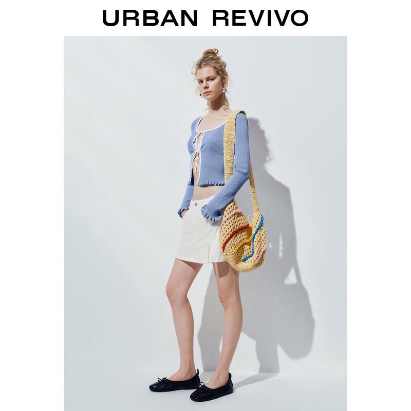 

Женский вязаный кардиган UR с цветными блоками и завязками L