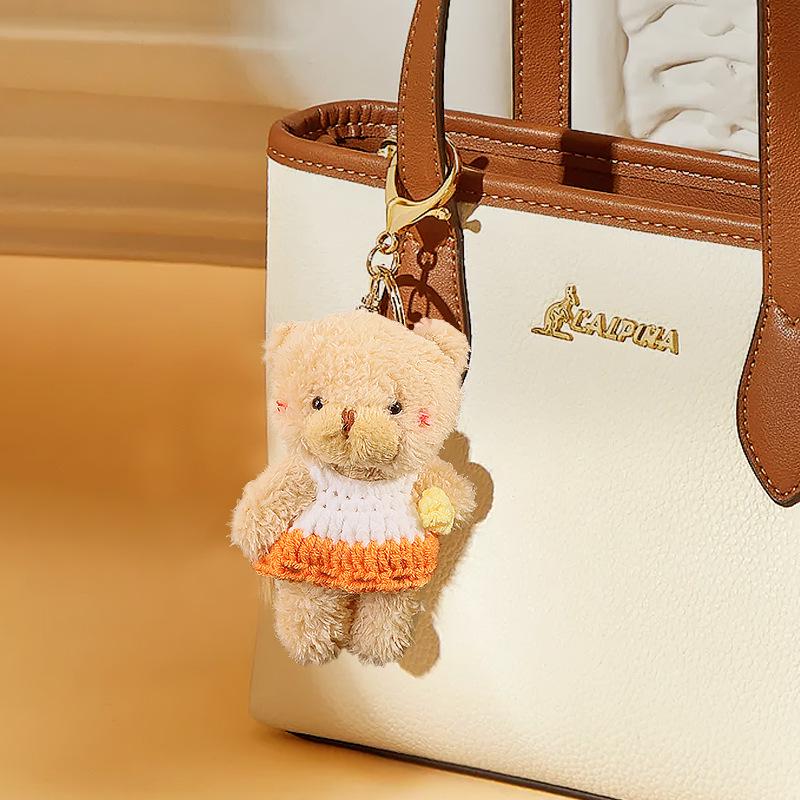 Blush Bear Plush Vest Keychain - Cute Teddy Backpack Charm Gift