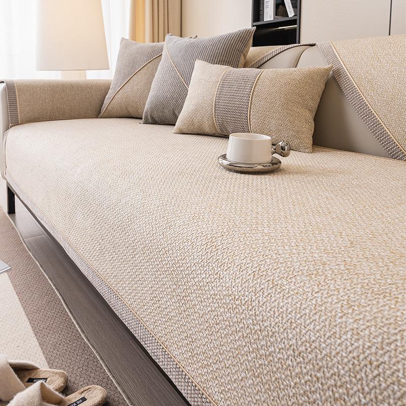 Japanese-Style Cotton And Linen Sofa Cushion, Non-Slip Sofa Cover, All-Season Universal Backrest Cover Cloth Towel