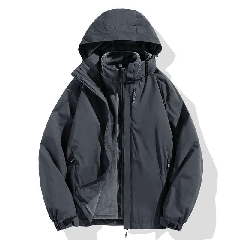 Men Women Couples 2-in-1 Removable Hooded Winter Jacket With Fleece Liner Long Outer Shell