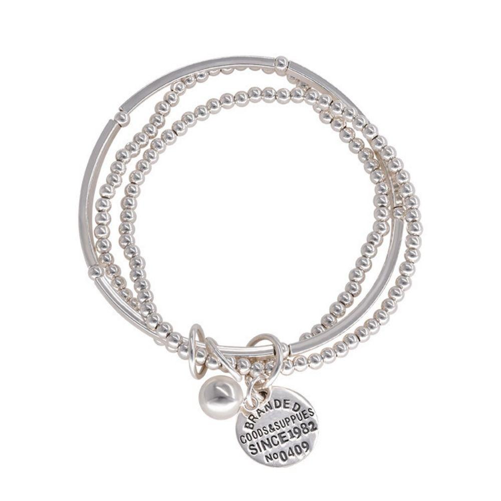 

INS Трехслойные круглые браслеты с бусинами, модные браслеты-манжеты, круглые браслеты с подвесками в виде карточек, для девочек Bracelet