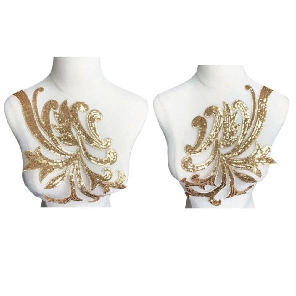 Gold Silver Red Sewing Supplies 40*19CM Bodice Applique Fabric Fashion Elegant Sequin Patches