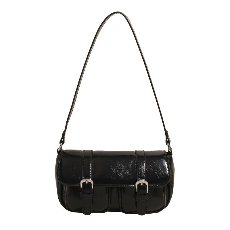 Retro simple mailman bag hand carry small square bag new trendy high-end fashion baguette bag single shoulder messenger bag