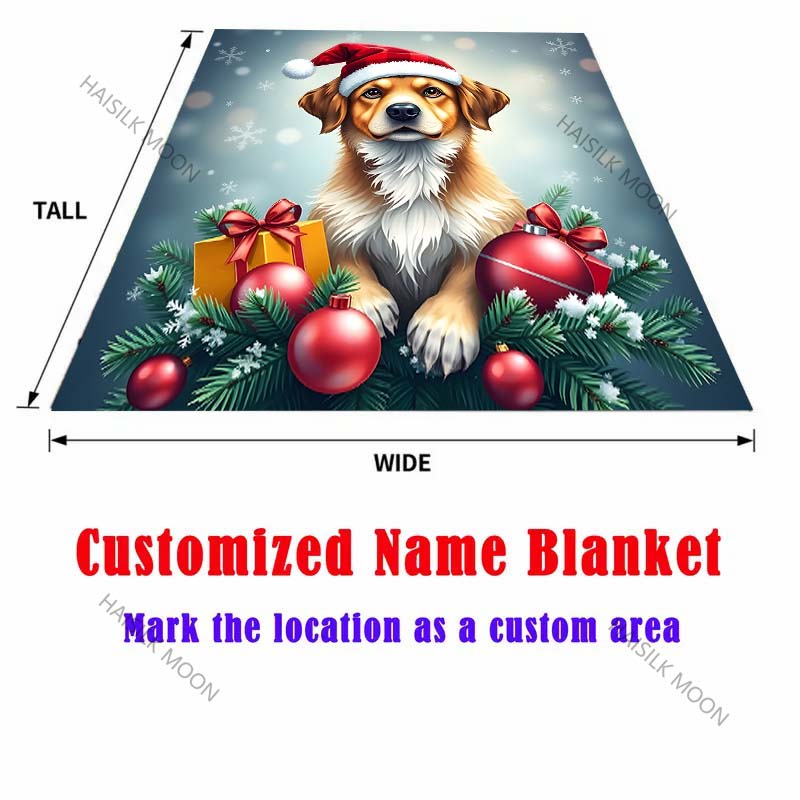 1PC Christmas Dog with Ornaments Pattern Blanket Flannel Material Soft Warm for All Seasons,For Home Outdoor Camping Picnics RV