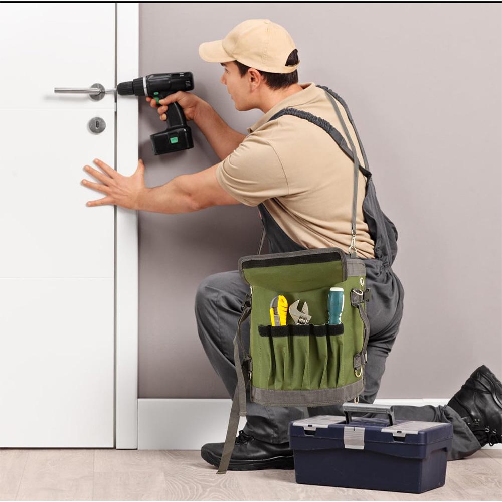 Multifunctional Roll Up Tool Bag Large Capacity Oxford Hanging Tool Bags Wear-Resistant Electrician Hardware Tools Organizer