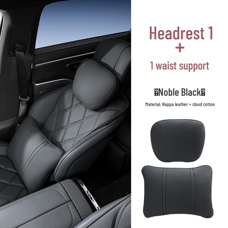 Premium Maybach S-Class Headrest & Breathable Lumbar Support Cushion