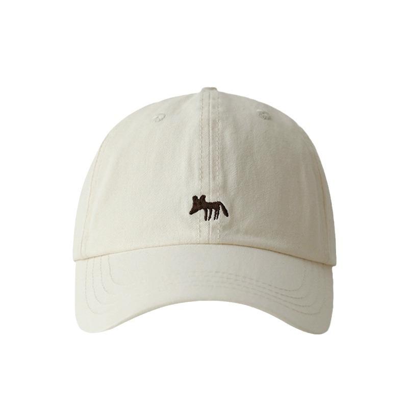 Cartoon Little Fox Embroidered Baseball Cap, Spring/Summer Sun Protection Hat, Soft Top, Large Head Circumference, Couple's Matching Duckbill Cap