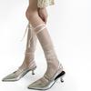 Summer Sun Protection Mesh Foot Cover Knee Socks Bandage Bow Y2k Girls Leg Warmers Thigh High Socks Stockings Women Leg Warmers