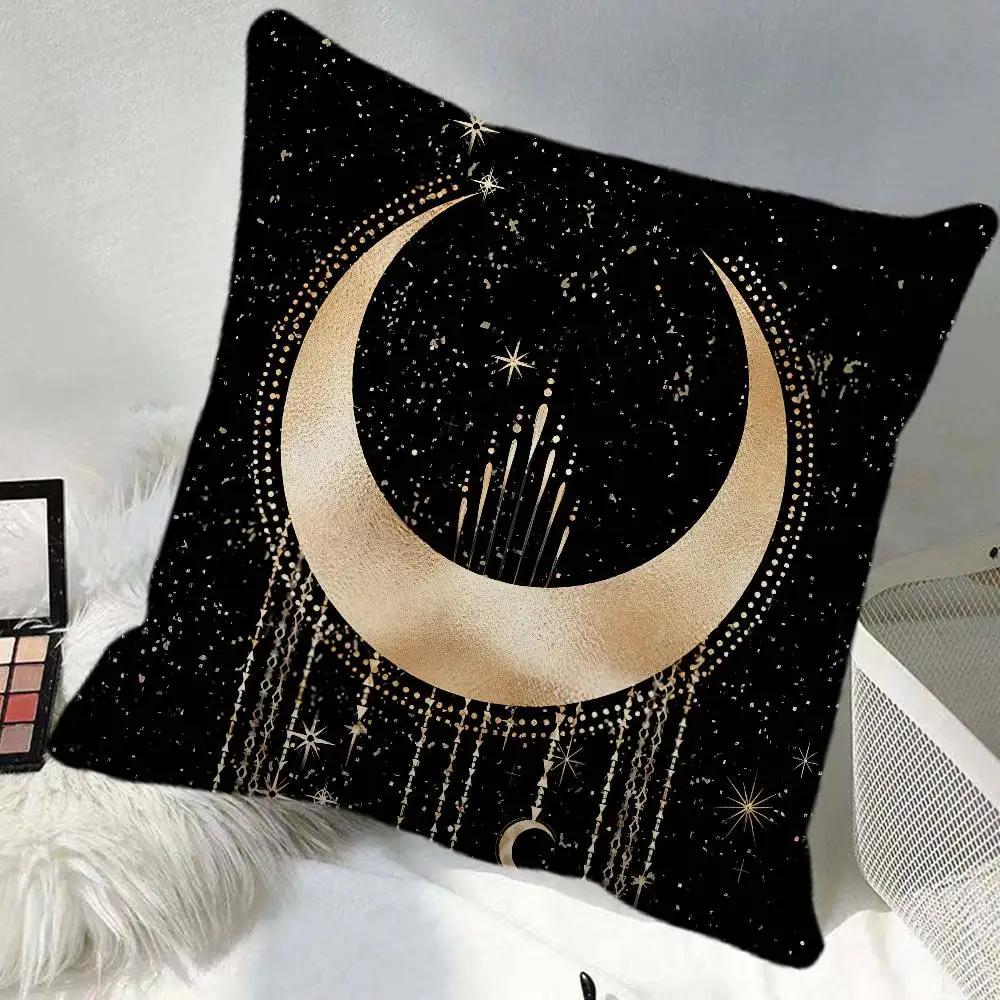 Witchy Painting Sun And Moon Celestial Pillow Case Square Pillow Bedroom Sofa Leisure Comfort Cushion Car Home Decoration