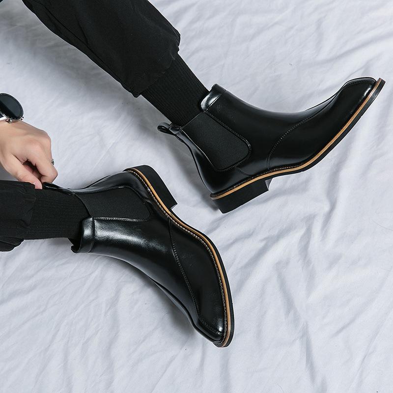 

Большие размеры, новые мужские кожаные ботинки, высокие, в британском стиле, короткие, остроносые, ботинки Martin, повседневные, формальные, деловые, модные ботинки 45