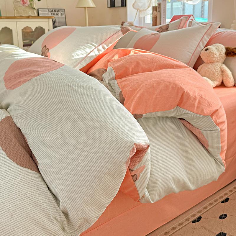 Category A 100% Cotton Brushed Four-Piece Bedding Set, Duvet Cover, Pure Cotton, Spring and Autumn Thickened Bedding