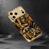 Luxury Black & Gold Rose mobile phones Glass phone case for iphone 17 pro max cover for iPhone 17 16 15 14 13 12 11pm Pro Plus