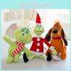 Adorable Grinch Plush Toy With Soft Short Fur Featuring A Brown Dog For Christmas Fun