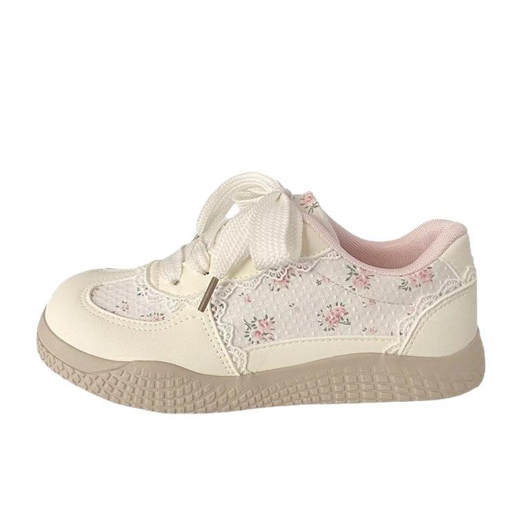 Breathable low-top board shoes spring new chic niche design student pink floral