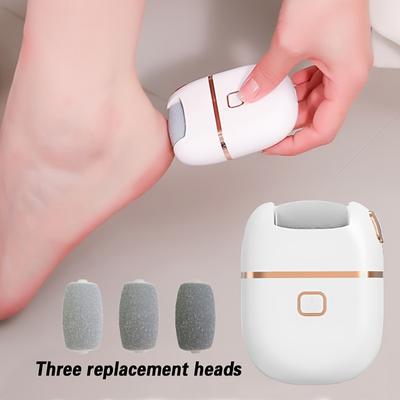 1pc Rechargeable Electric Foot Grinder -Thick Light Beige Polishing,3 Replacement Grinding Heads,Portable and Easy To Use with USB Charging