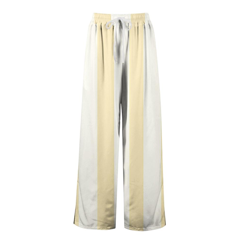 Damen Bedruckte Weitbeinige Hosen mit Taschen Hohe Taille Kordelzug Lockere Freizeit-Hosen