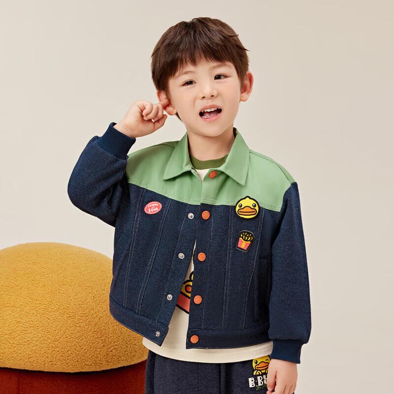 B.Duck Boys  7072 Color-Block Faux Denim Jacket 90