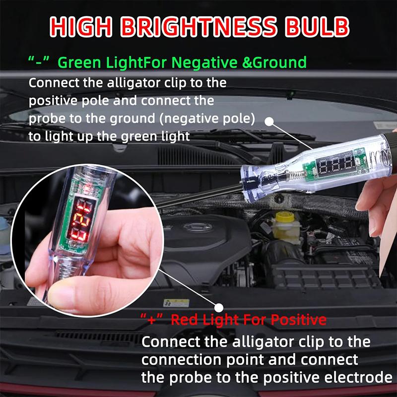 3V-120V Automotive Circuit Test Pen LED Digital Voltage Display Long Probe Circuit Detector Check Vehicle Circuit Telescoping