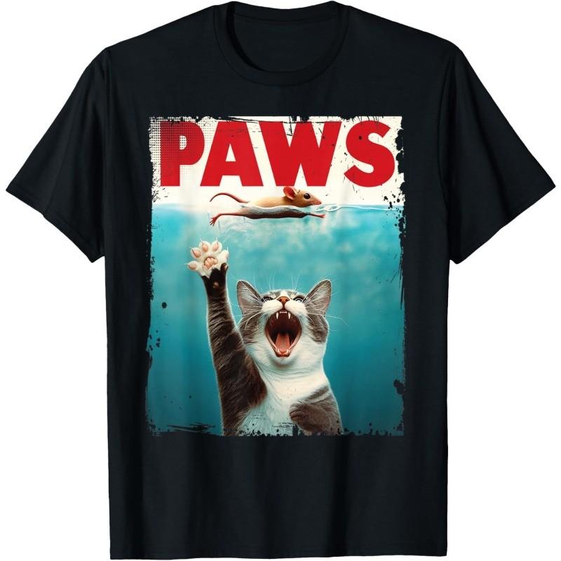 Paws Parody Cat Mouse Humorous Cat Chasing Mouse Kitten T-Shirt S разноцветный